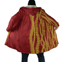 Hawaii Prince Kuhio Cloak Red Hawaiian Lau Maia With Leis LT05 - Polynesian Pride