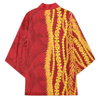 Hawaii Prince Kuhio Kimono Red Hawaiian Lau Maia With Leis LT05 - Polynesian Pride