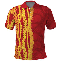 Hawaii Prince Kuhio Polo Shirt Red Hawaiian Lau Maia With Leis