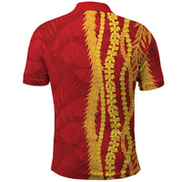 Hawaii Prince Kuhio Polo Shirt Red Hawaiian Lau Maia With Leis