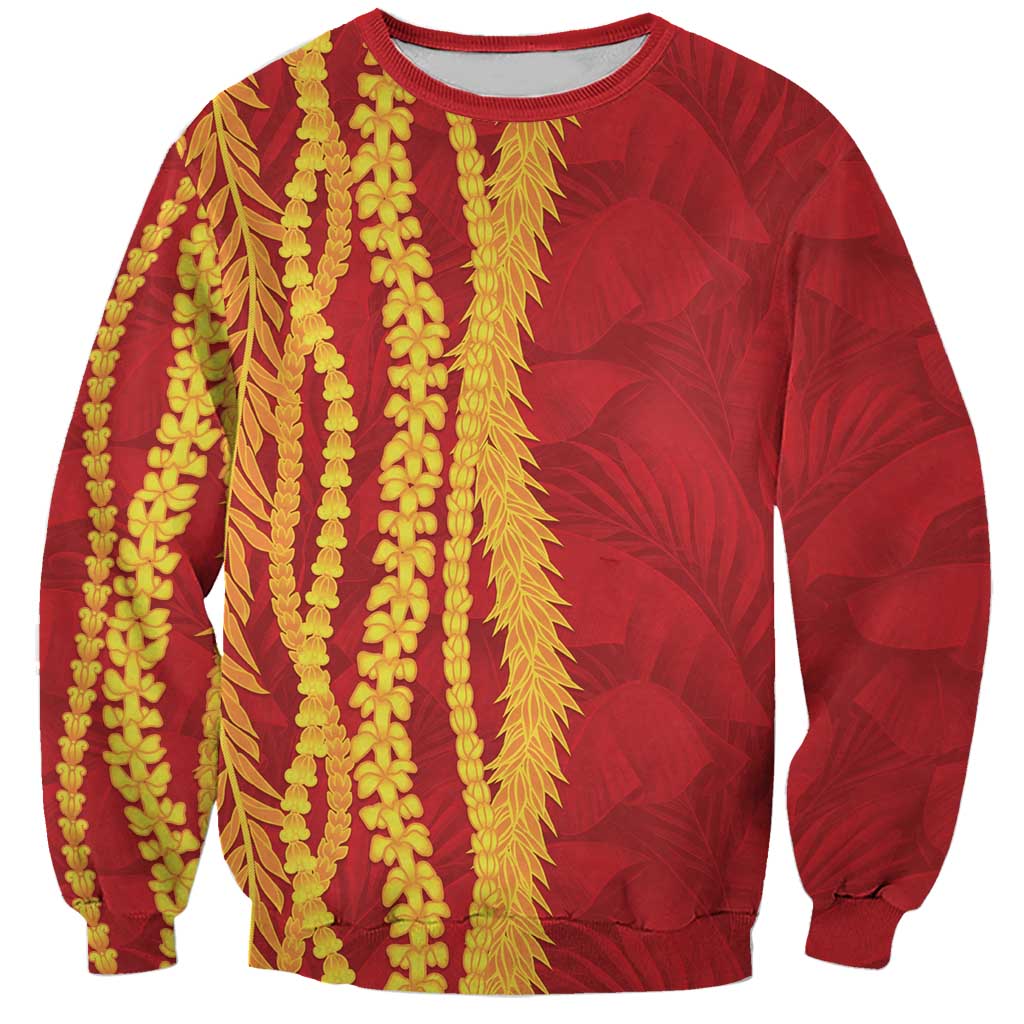 Hawaii Prince Kuhio Sweatshirt Red Hawaiian Lau Maia With Leis