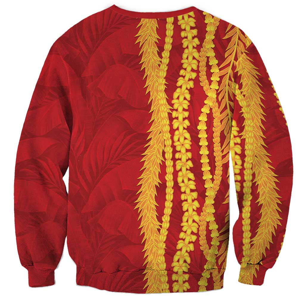 Hawaii Prince Kuhio Sweatshirt Red Hawaiian Lau Maia With Leis