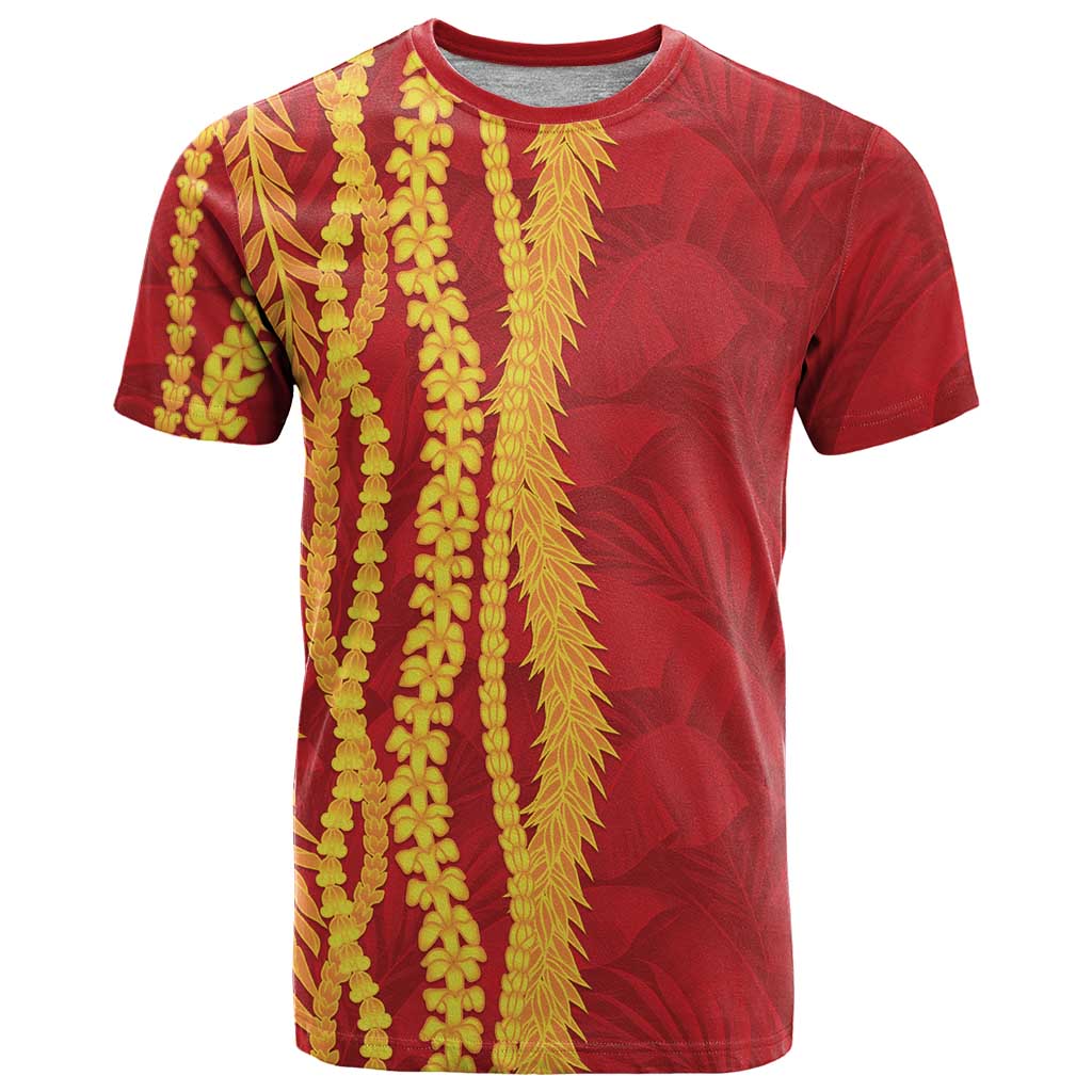 Hawaii Prince Kuhio T Shirt Red Hawaiian Lau Maia With Leis