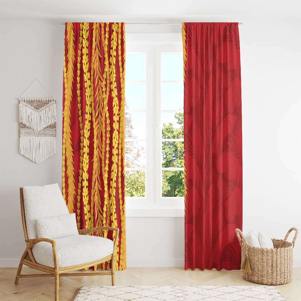 Hawaii Prince Kuhio Window Curtain Red Hawaiian Lau Maia With Leis LT05 - Polynesian Pride
