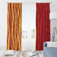 Hawaii Prince Kuhio Window Curtain Red Hawaiian Lau Maia With Leis LT05 - Polynesian Pride