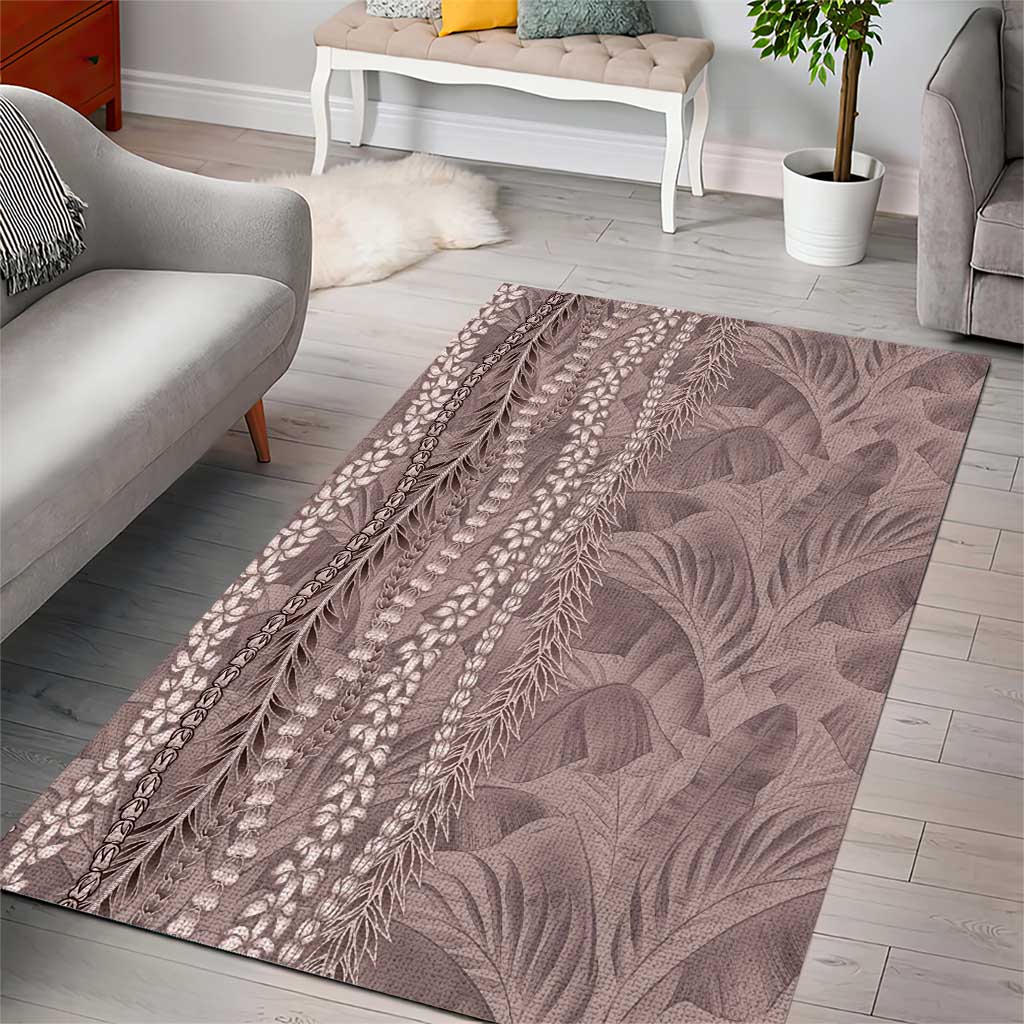 Hawaii Prince Kuhio Area Rug Mocha Hawaiian Lau Maia With Leis LT05 - Polynesian Pride