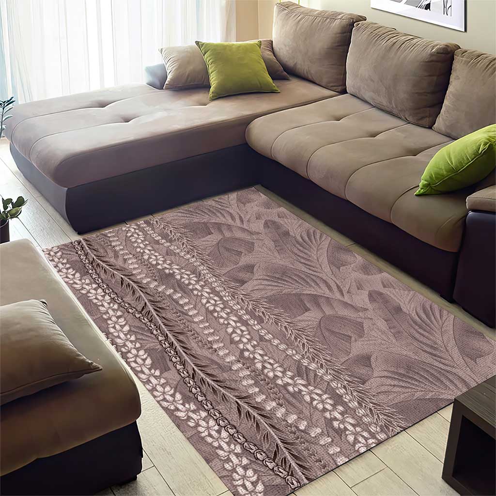 Hawaii Prince Kuhio Area Rug Mocha Hawaiian Lau Maia With Leis LT05 - Polynesian Pride