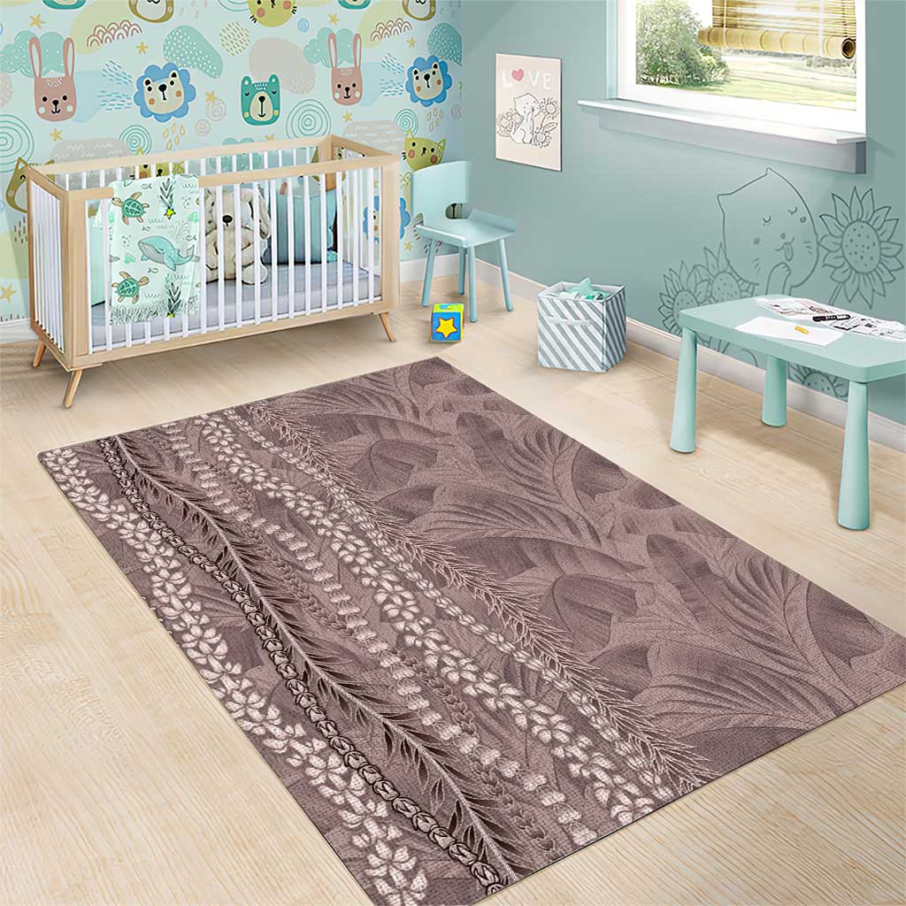 Hawaii Prince Kuhio Area Rug Mocha Hawaiian Lau Maia With Leis LT05 - Polynesian Pride