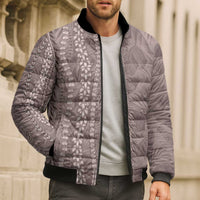 Hawaii Prince Kuhio Bomber Puffer Jacket Mocha Hawaiian Lau Maia With Leis LT05 - Polynesian Pride
