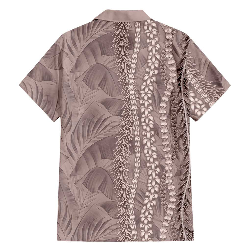 Hawaii Prince Kuhio Family Matching Long Sleeve Bodycon Dress and Hawaiian Shirt Mocha Hawaiian Lau Maia With Leis