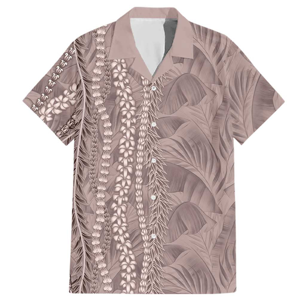 Hawaii Prince Kuhio Family Matching Off Shoulder Maxi Dress and Hawaiian Shirt Mocha Hawaiian Lau Maia With Leis