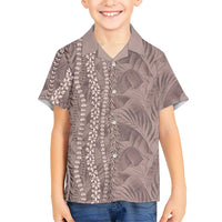 Hawaii Prince Kuhio Family Matching Short Sleeve Bodycon Dress and Hawaiian Shirt Mocha Hawaiian Lau Maia With Leis
