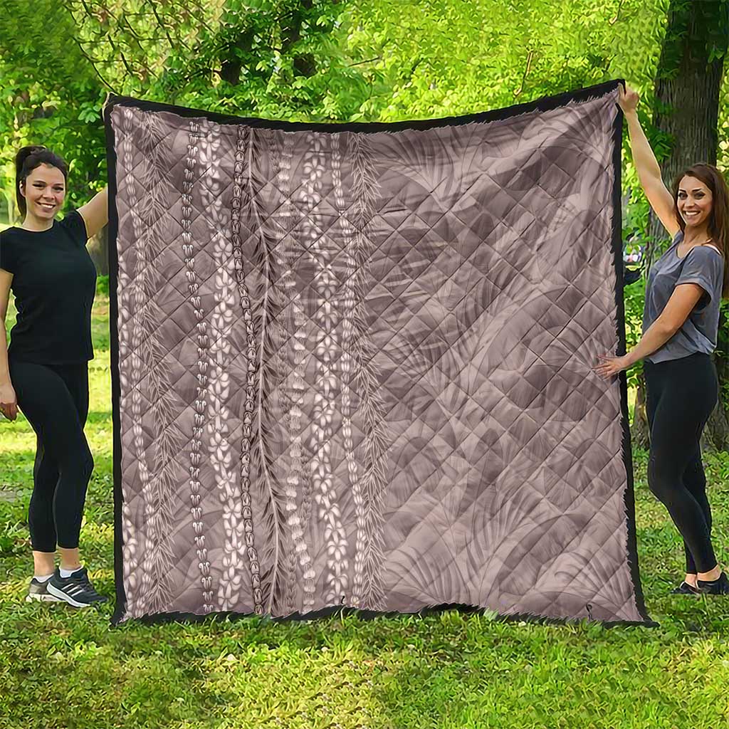 Hawaii Prince Kuhio Quilt Mocha Hawaiian Lau Maia With Leis LT05 - Polynesian Pride