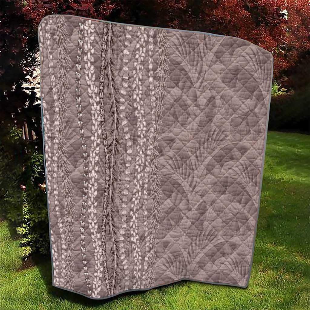 Hawaii Prince Kuhio Quilt Mocha Hawaiian Lau Maia With Leis LT05 - Polynesian Pride