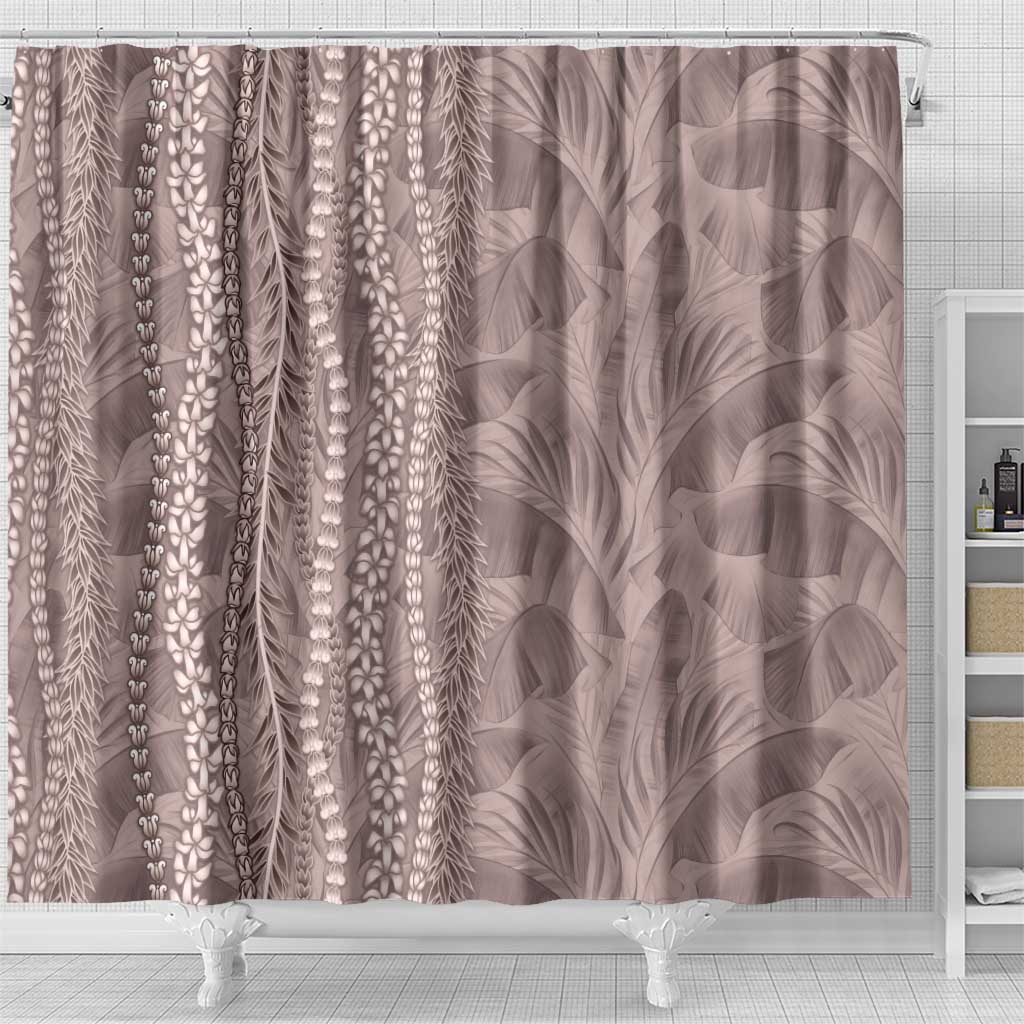 Hawaii Prince Kuhio Shower Curtain Mocha Hawaiian Lau Maia With Leis LT05 - Polynesian Pride