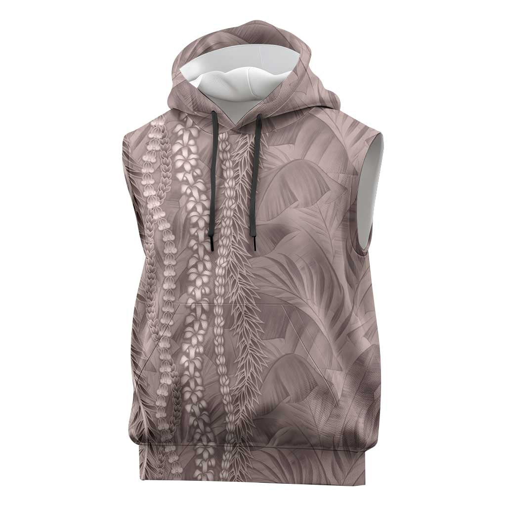 Hawaii Prince Kuhio Sleeveless Hoodie Mocha Hawaiian Lau Maia With Leis