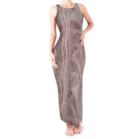 Hawaii Prince Kuhio Tank Maxi Dress Mocha Hawaiian Lau Maia With Leis LT05 Women Mocha - Polynesian Pride