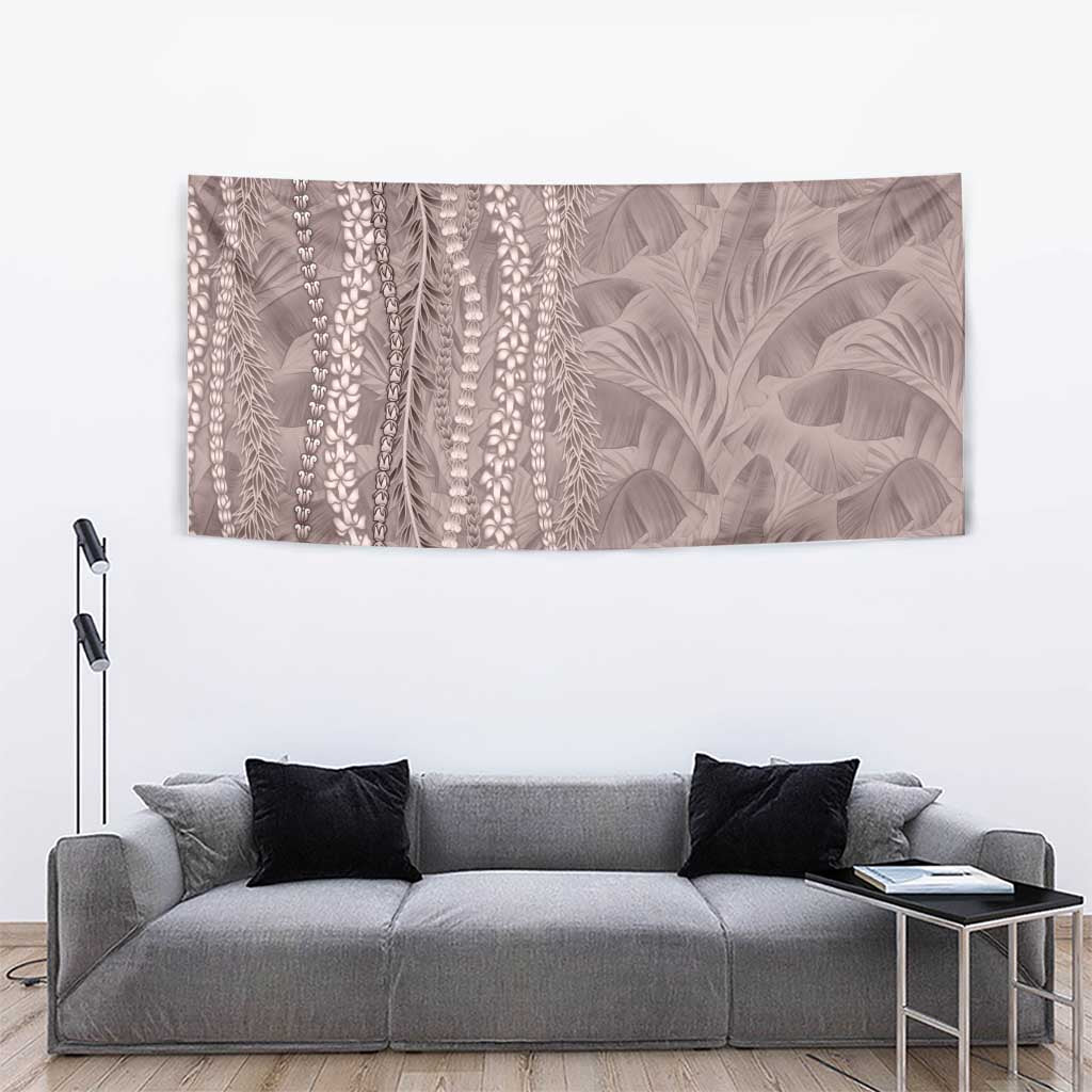 Hawaii Prince Kuhio Tapestry Mocha Hawaiian Lau Maia With Leis