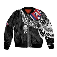 Personalised Hawaii Prince Kuhio Bomber Jacket Hawaiian Maile Lei