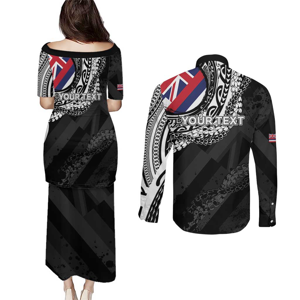 Personalised Hawaii Prince Kuhio Couples Matching Puletasi and Long Sleeve Button Shirt Hawaiian Maile Lei LT05 - Polynesian Pride