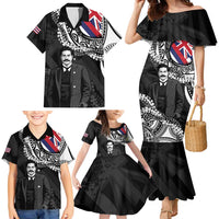 Personalised Hawaii Prince Kuhio Family Matching Mermaid Dress and Hawaiian Shirt Hawaiian Maile Lei