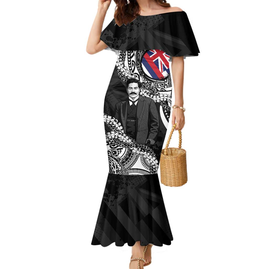Personalised Hawaii Prince Kuhio Family Matching Mermaid Dress and Hawaiian Shirt Hawaiian Maile Lei