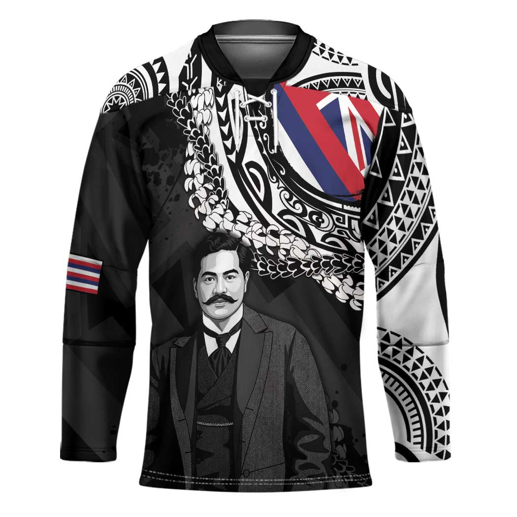 Personalised Hawaii Prince Kuhio Hockey Jersey Hawaiian Maile Lei