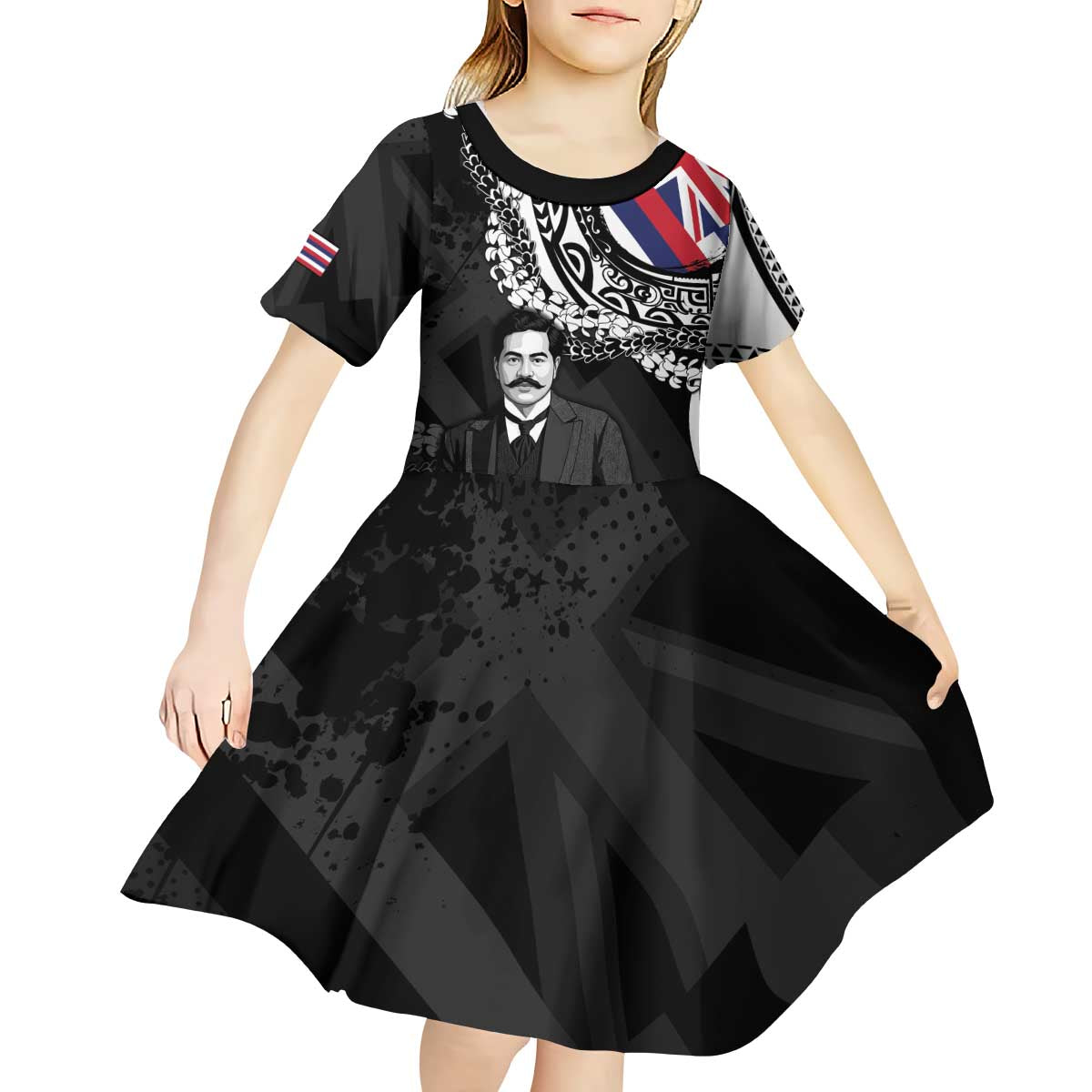 Personalised Hawaii Prince Kuhio Kid Short Sleeve Dress Hawaiian Maile Lei LT05 - Polynesian Pride