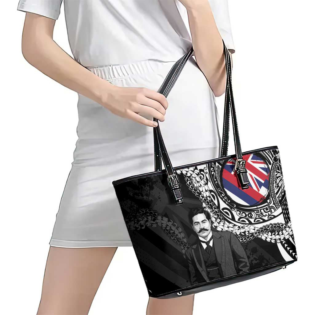 Hawaii Prince Kuhio Leather Tote Bag Hawaiian Maile Lei LT05 - Polynesian Pride