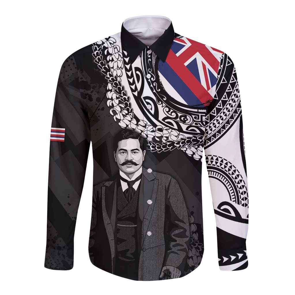 Personalised Hawaii Prince Kuhio Long Sleeve Button Shirt Hawaiian Maile Lei