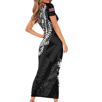 Personalised Hawaii Prince Kuhio Short Sleeve Bodycon Dress Hawaiian Maile Lei LT05 - Polynesian Pride