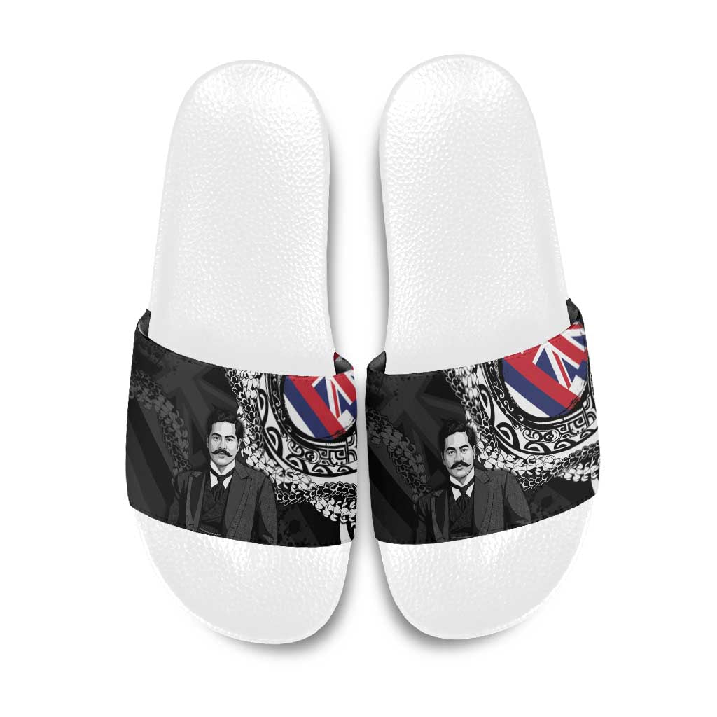 Hawaii Prince Kuhio Slide Sandals Hawaiian Maile Lei LT05 Black - Polynesian Pride