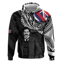 Personalised Hawaii Prince Kuhio Zip Hoodie Hawaiian Maile Lei LT05 Pullover Hoodie Black - Polynesian Pride