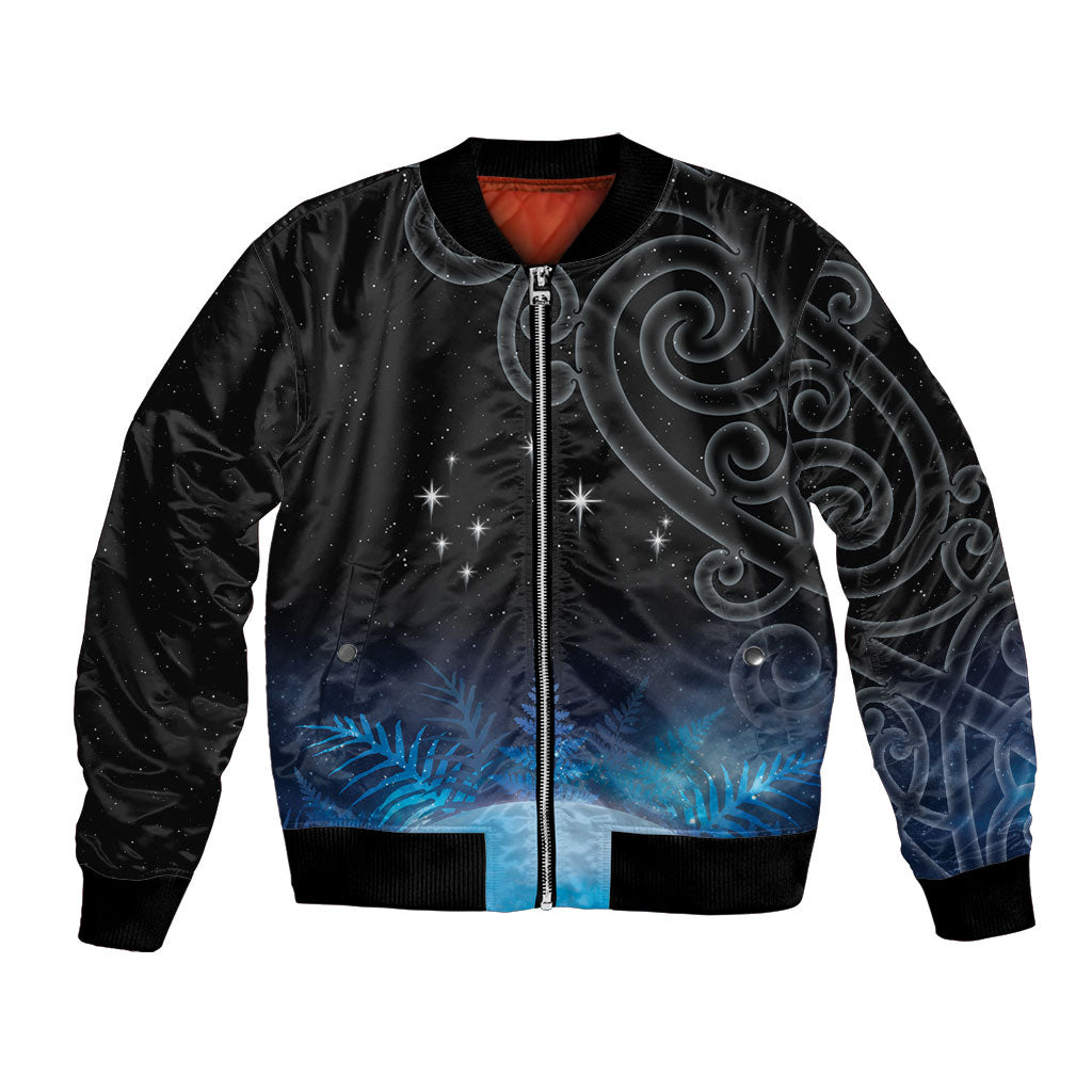 New Zealand Matariki Bomber Jacket Pleiades Star Cluster Blue Galaxy LT05 Unisex Blue - Polynesian Pride