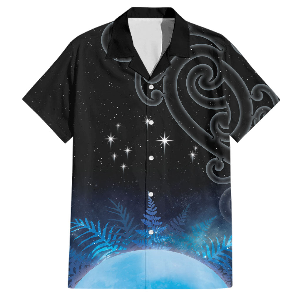 New Zealand Matariki Family Matching Long Sleeve Bodycon Dress and Hawaiian Shirt Pleiades Star Cluster Blue Galaxy