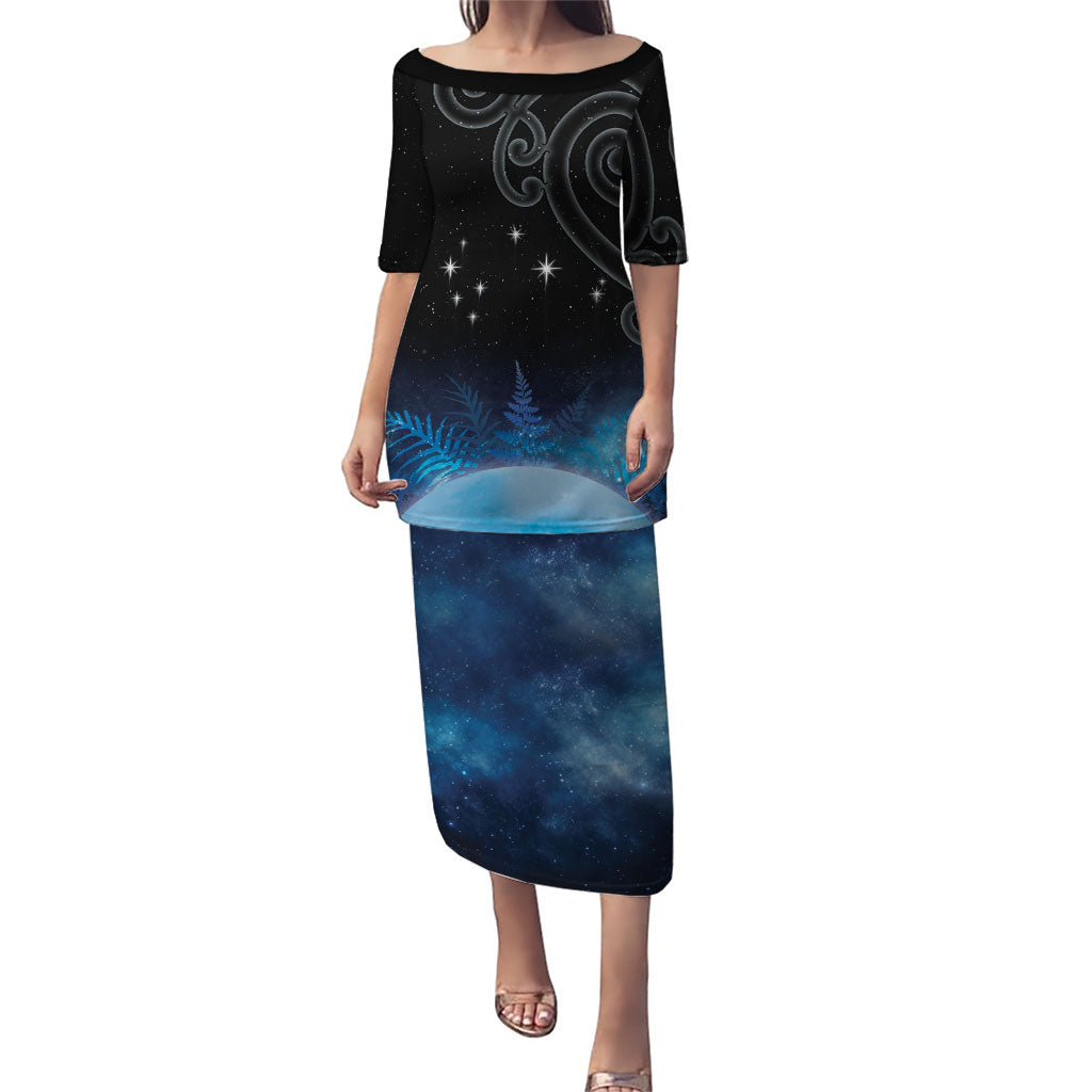 New Zealand Matariki Family Matching Puletasi and Hawaiian Shirt Pleiades Star Cluster Blue Galaxy