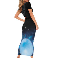 New Zealand Matariki Family Matching Short Sleeve Bodycon Dress and Hawaiian Shirt Pleiades Star Cluster Blue Galaxy
