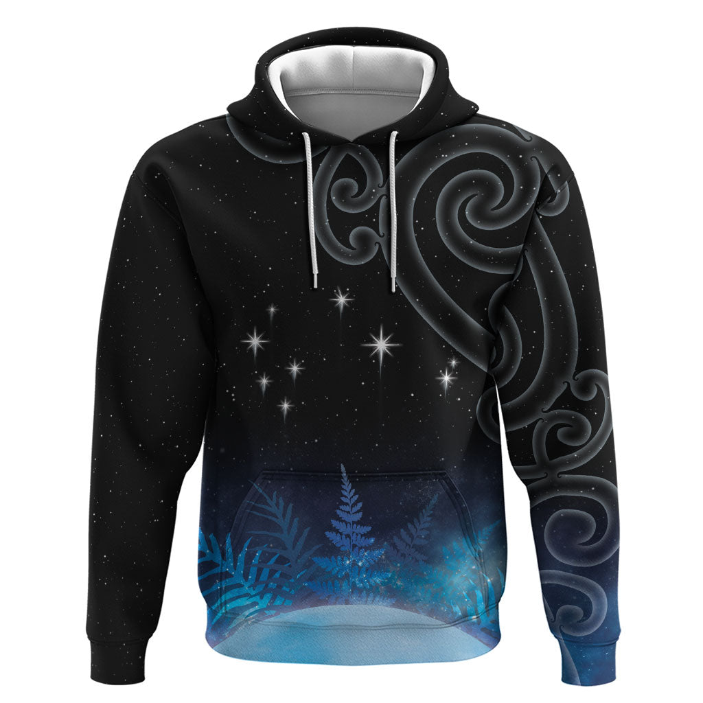 New Zealand Matariki Hoodie Pleiades Star Cluster Blue Galaxy LT05 Pullover Hoodie Blue - Polynesian Pride