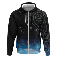 New Zealand Matariki Hoodie Pleiades Star Cluster Blue Galaxy LT05 Zip Hoodie Blue - Polynesian Pride