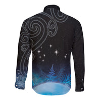 New Zealand Matariki Long Sleeve Button Shirt Pleiades Star Cluster Blue Galaxy LT05 - Polynesian Pride