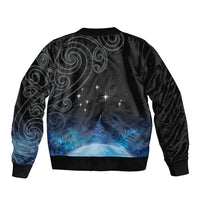 New Zealand Matariki Sleeve Zip Bomber Jacket Pleiades Star Cluster Blue Galaxy LT05 - Polynesian Pride