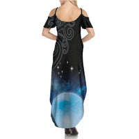 New Zealand Matariki Summer Maxi Dress Pleiades Star Cluster Blue Galaxy LT05 - Polynesian Pride