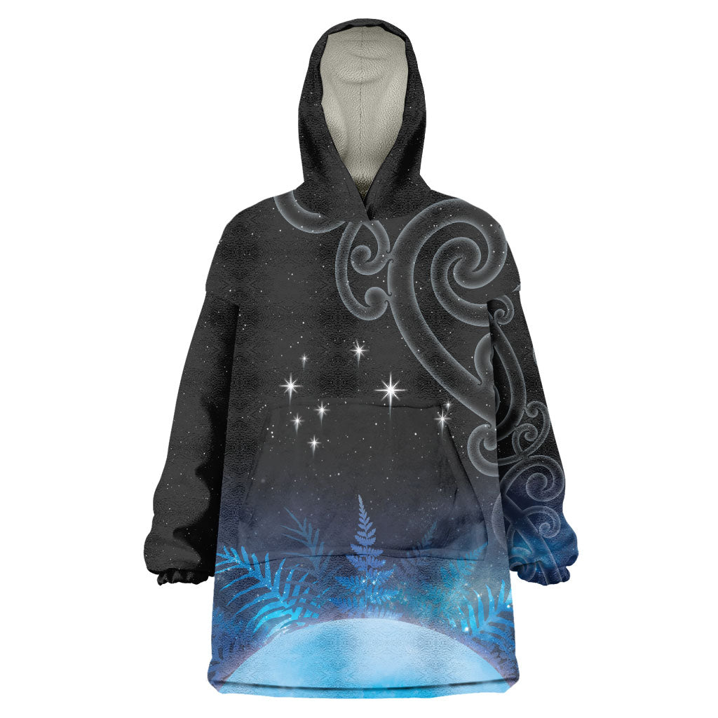 New Zealand Matariki Wearable Blanket Hoodie Pleiades Star Cluster Blue Galaxy LT05 One Size Blue - Polynesian Pride
