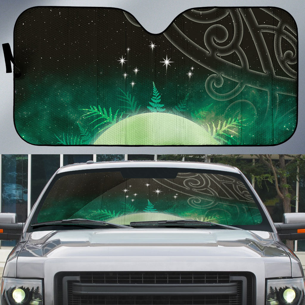 New Zealand Matariki Auto Sun Shade Pleiades Star Cluster Green Galaxy LT05 Green - Polynesian Pride