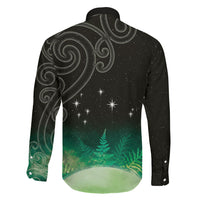 New Zealand Matariki Family Matching Off Shoulder Maxi Dress and Hawaiian Shirt Pleiades Star Cluster Green Galaxy