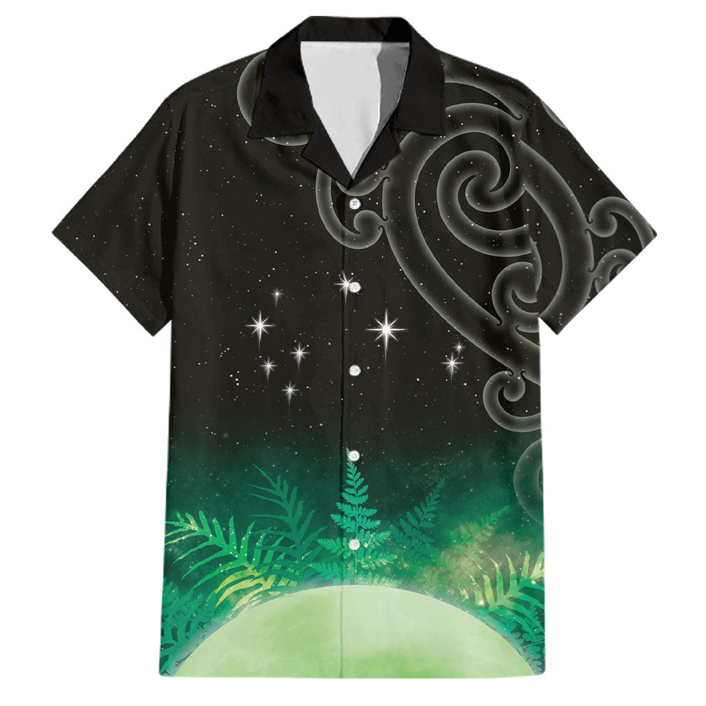 New Zealand Matariki Family Matching Puletasi and Hawaiian Shirt Pleiades Star Cluster Green Galaxy