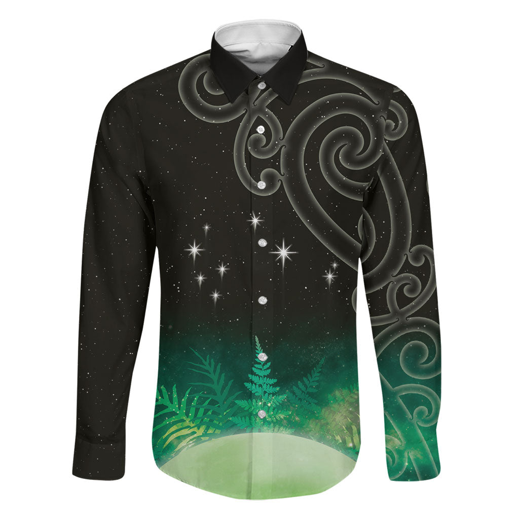 New Zealand Matariki Family Matching Summer Maxi Dress and Hawaiian Shirt Pleiades Star Cluster Green Galaxy