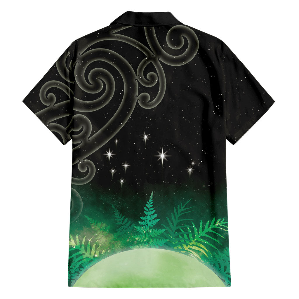 New Zealand Matariki Family Matching Tank Maxi Dress and Hawaiian Shirt Pleiades Star Cluster Green Galaxy