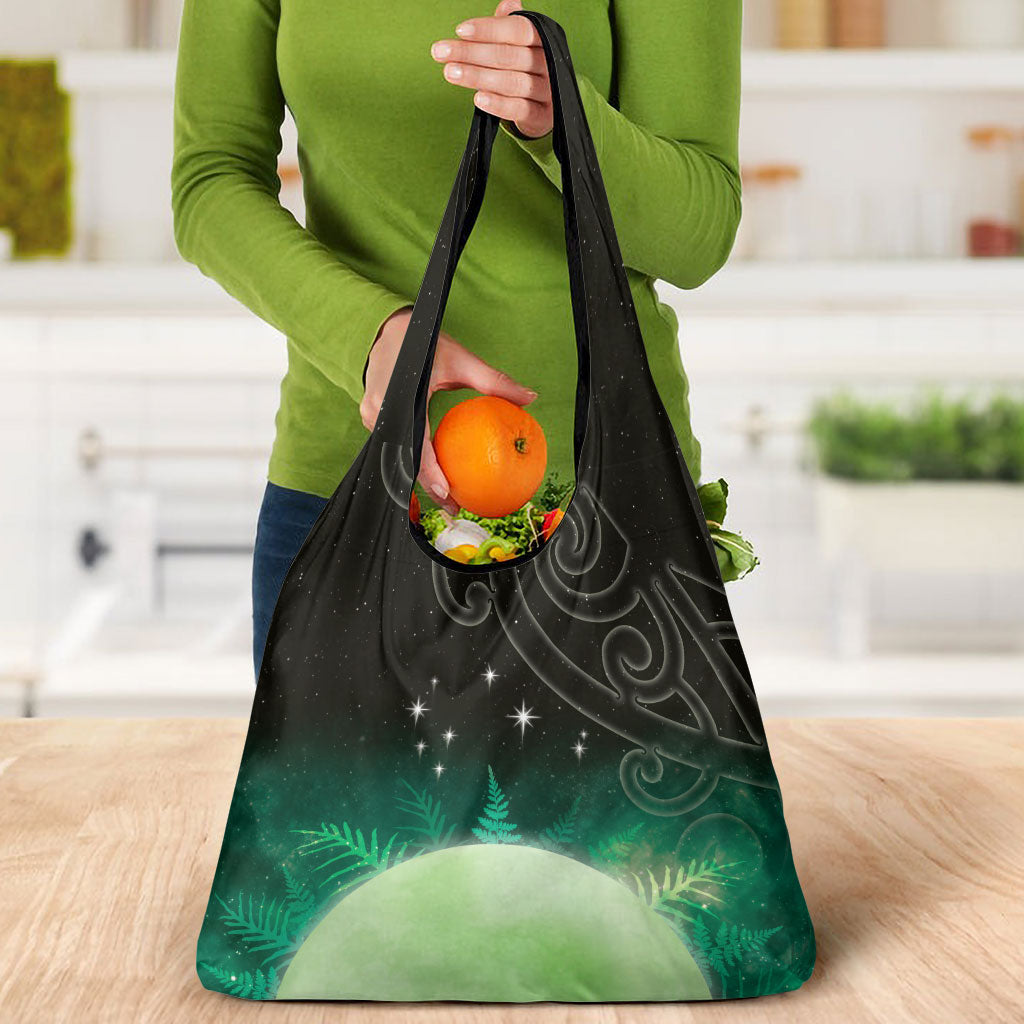 New Zealand Matariki Grocery Bag Pleiades Star Cluster Green Galaxy LT05 - Polynesian Pride