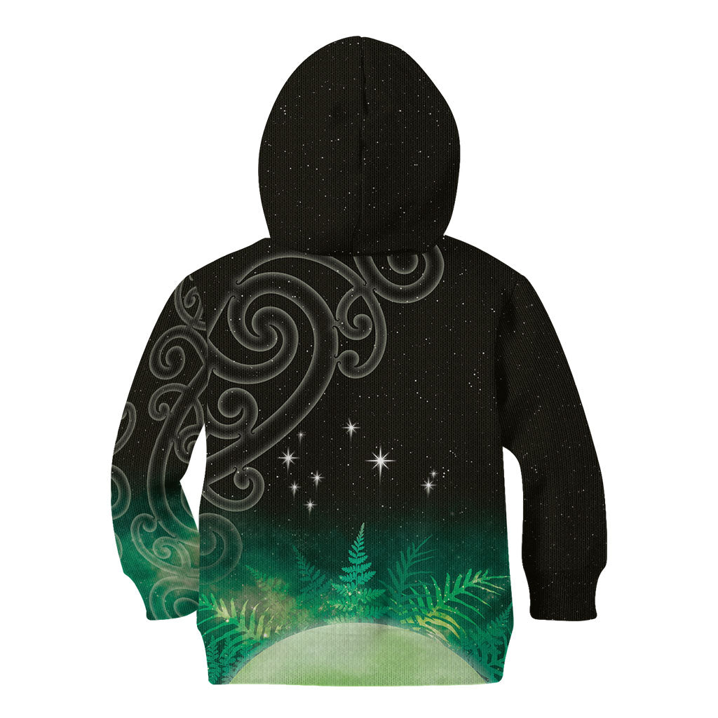 New Zealand Matariki Kid Hoodie Pleiades Star Cluster Green Galaxy
